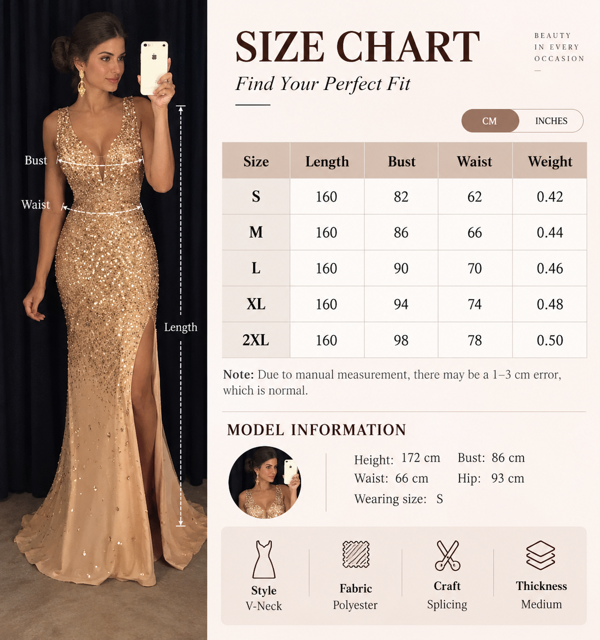 Sequin V-Neck Mermaid Evening Gown
