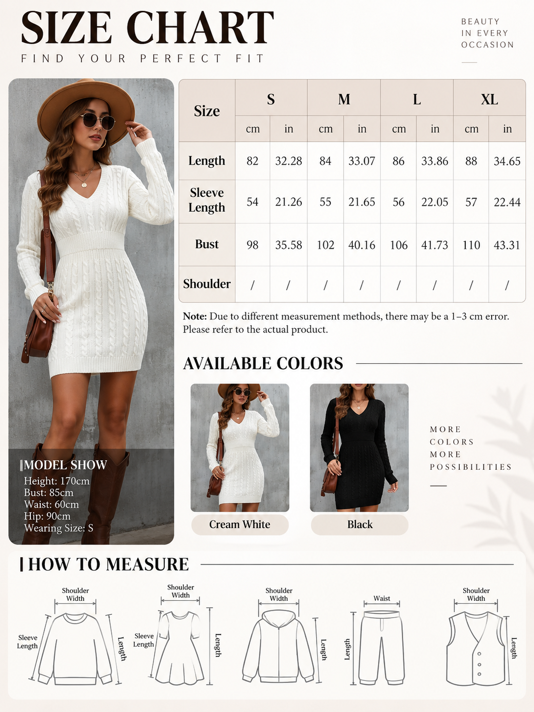 V-Neck Cable Knit Sweater Dress