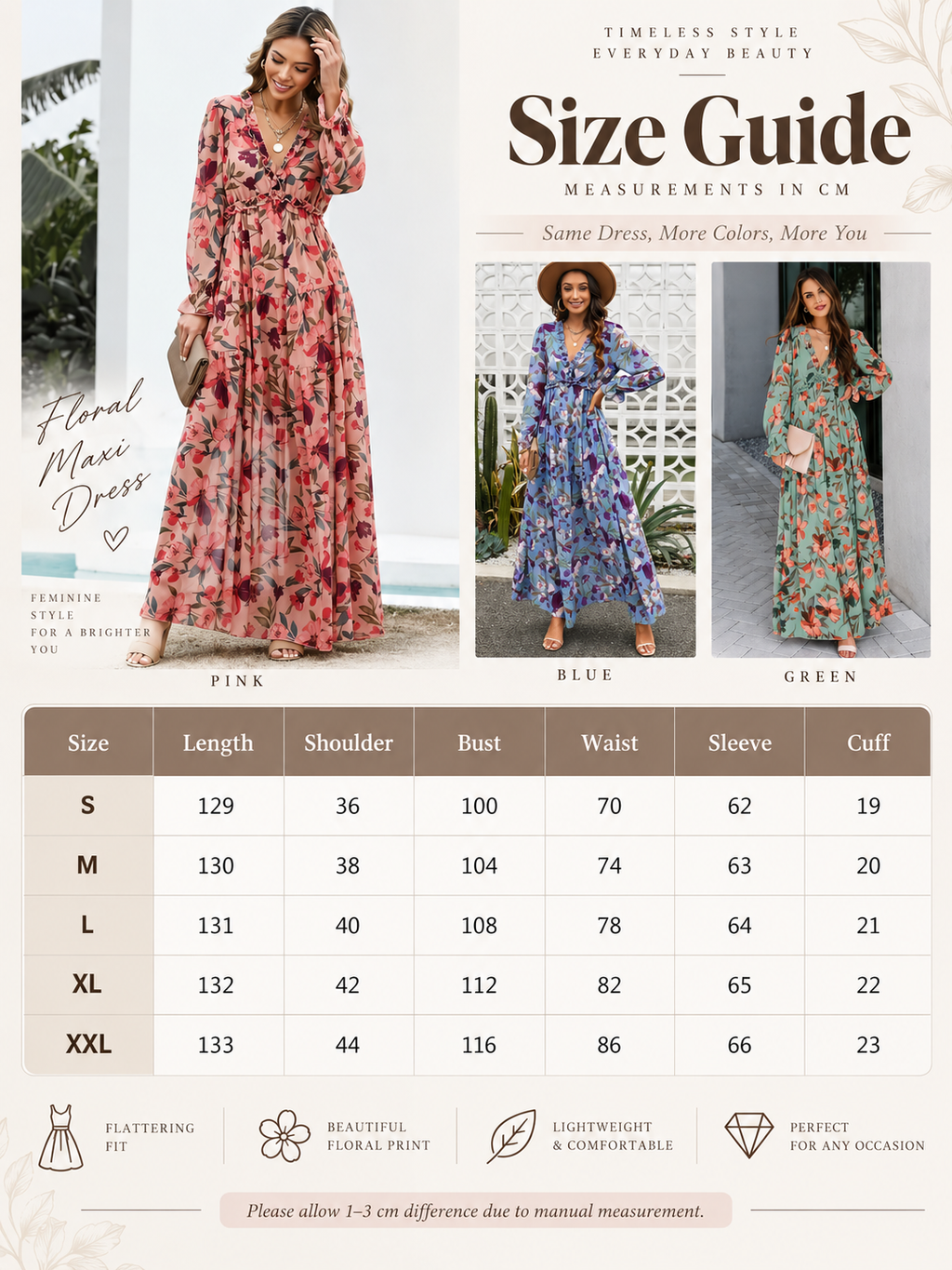 Boho Floral Long Sleeve Maxi Dress