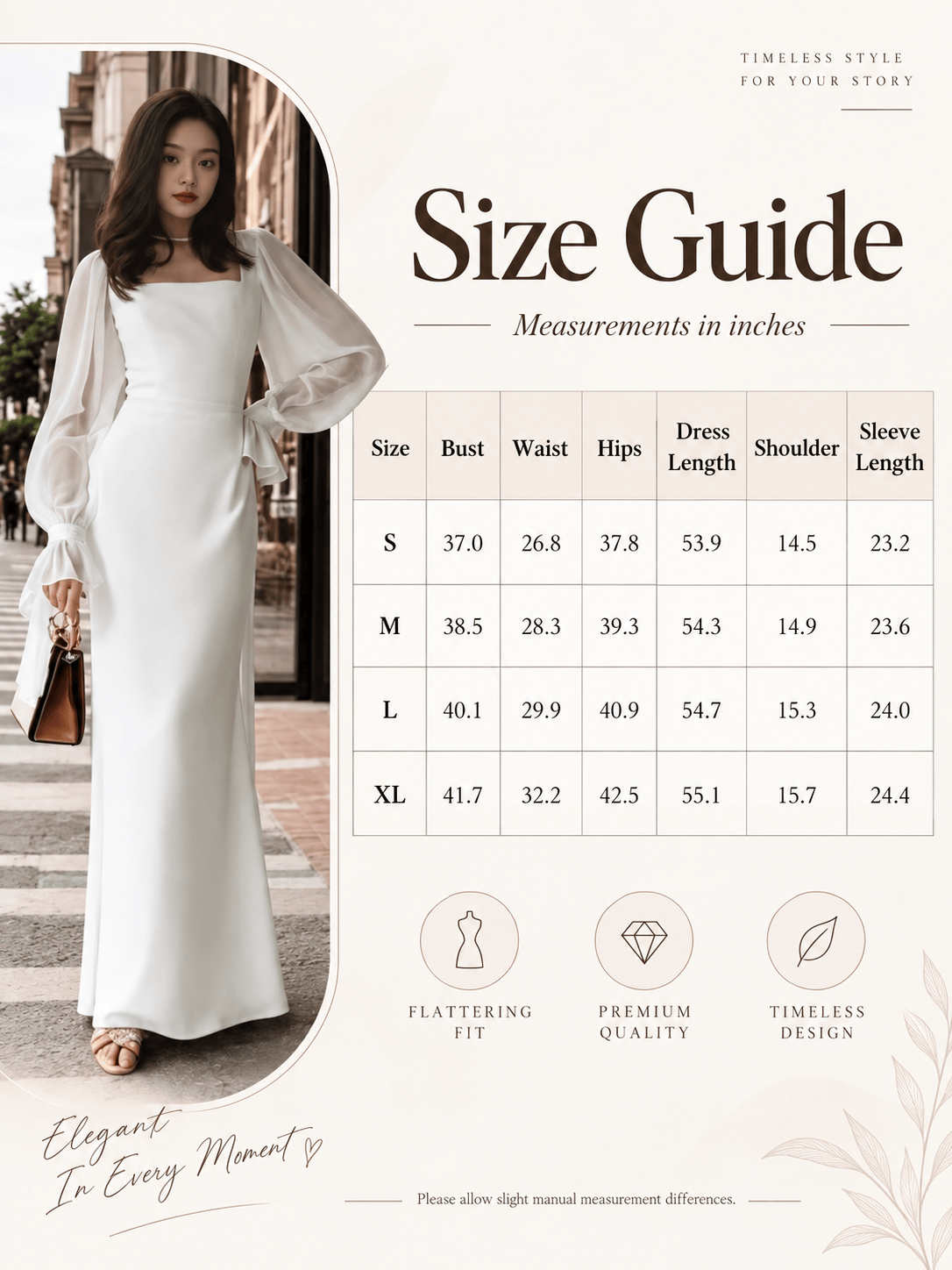 Elegant Square Neck Long Sleeve Maxi Dress