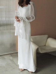 Elegant Square Neck Long Sleeve Maxi Dress
