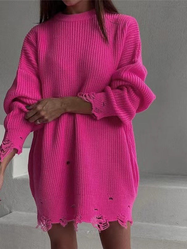 Distressed Oversized Knit Sweater